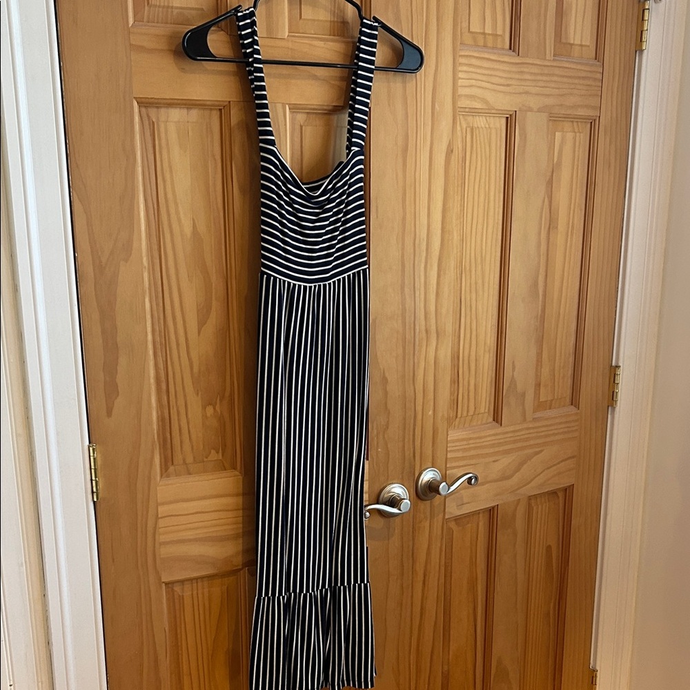Gap Maternity Black & White Striped Midi Dress
